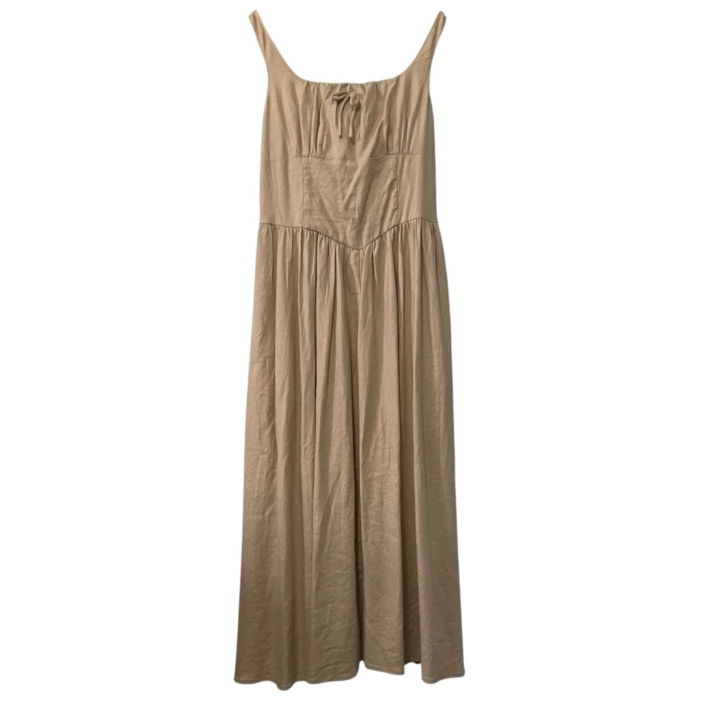 House Of Harlow 1960 Beige Linen Blend Maxi Dress NWT Size M